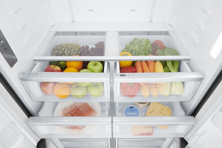 Westinghouse fridge with FreshSeal Crispers feature full of fruits